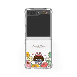 [S2B] LITTLE KAKAO FRIENDS Clear TPU+PC Bumper Case for Galaxy Z Flip6 – Dual Protection, Shock-Absorbing Corners, Side Loop Strap Hole, Precise Fit - Made in Korea
